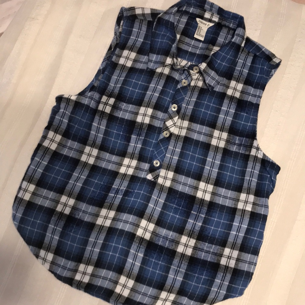 Ladies Forever 21 Blue Plaid Sleeveless Top